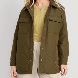 NEW Old Navy Quilted Utility Shacket for Women XL Conifer Green NWT